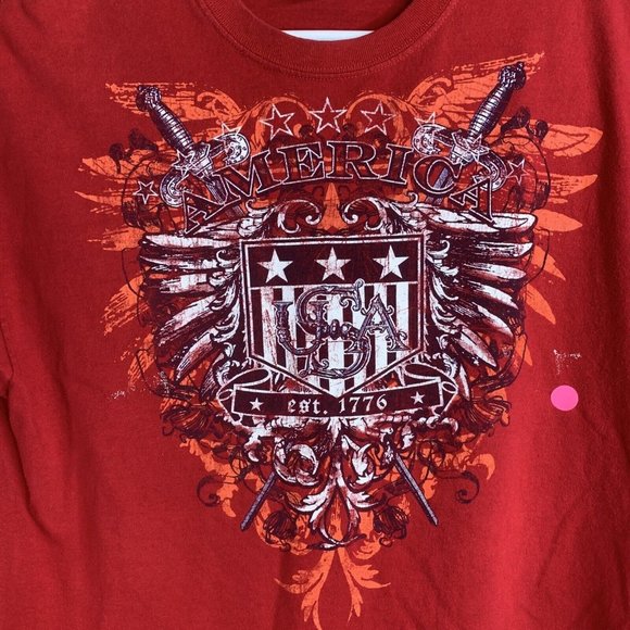GILDAN Short Sleeve Mens XL America Coat of Arms Design Red - Picture 3 of 7